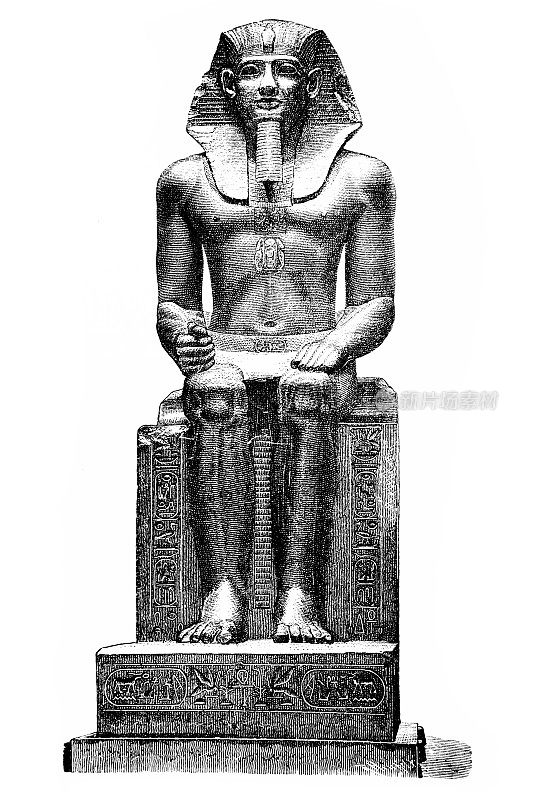阿蒙涅姆哈特二世的坐像，后来被19王朝的法老所篡夺。他是古埃及第十二王朝(约1919 -公元前1885)的第三位法老。
